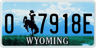 WY license plate 07918E