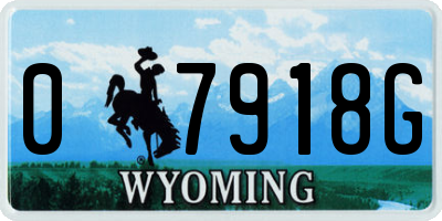 WY license plate 07918G