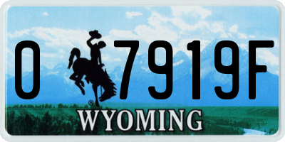 WY license plate 07919F