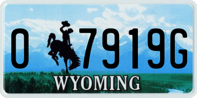 WY license plate 07919G