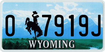 WY license plate 07919J