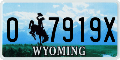 WY license plate 07919X