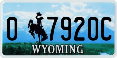 WY license plate 07920C