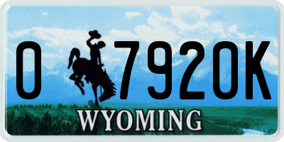 WY license plate 07920K