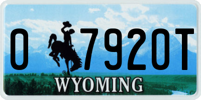WY license plate 07920T