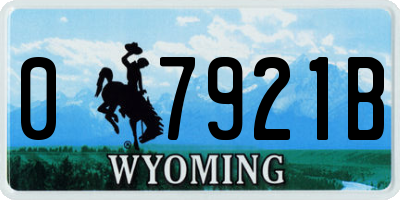 WY license plate 07921B