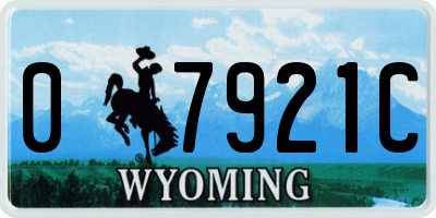 WY license plate 07921C