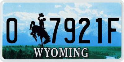 WY license plate 07921F