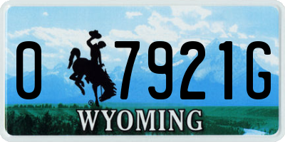 WY license plate 07921G