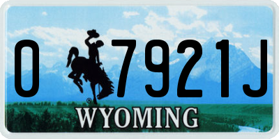 WY license plate 07921J