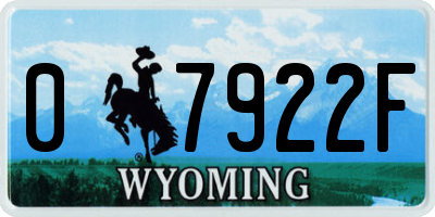 WY license plate 07922F