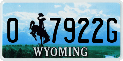 WY license plate 07922G