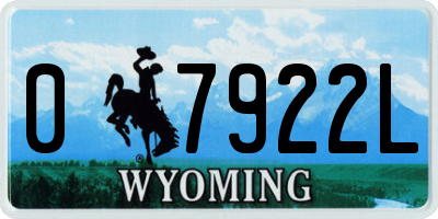 WY license plate 07922L