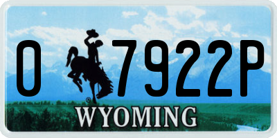 WY license plate 07922P