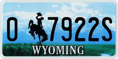 WY license plate 07922S