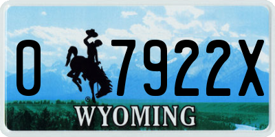 WY license plate 07922X