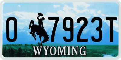 WY license plate 07923T