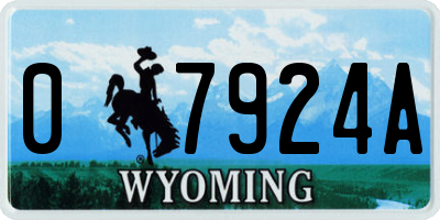 WY license plate 07924A