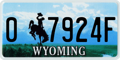 WY license plate 07924F