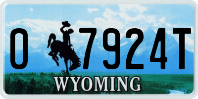 WY license plate 07924T