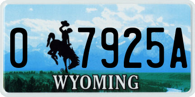 WY license plate 07925A