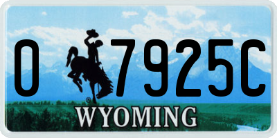 WY license plate 07925C