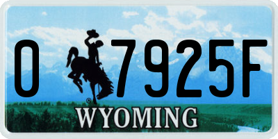 WY license plate 07925F