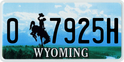 WY license plate 07925H