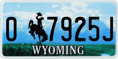 WY license plate 07925J