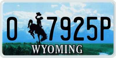 WY license plate 07925P