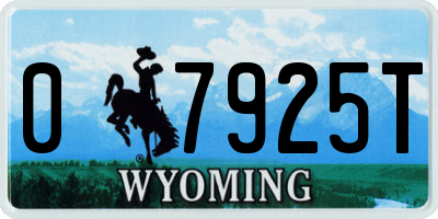 WY license plate 07925T