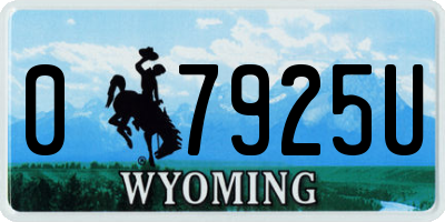WY license plate 07925U
