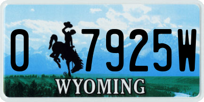 WY license plate 07925W