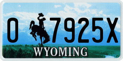 WY license plate 07925X