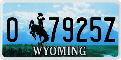 WY license plate 07925Z
