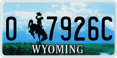 WY license plate 07926C