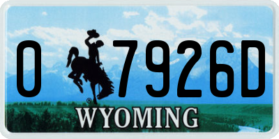 WY license plate 07926D