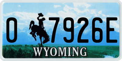 WY license plate 07926E