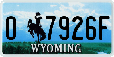 WY license plate 07926F