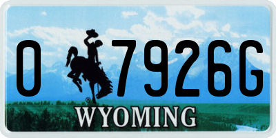WY license plate 07926G