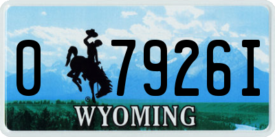 WY license plate 07926I