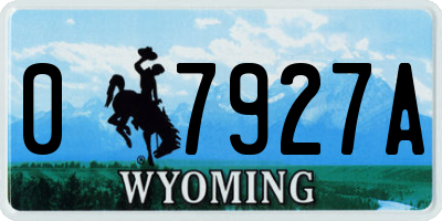 WY license plate 07927A