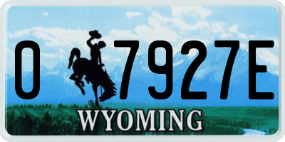WY license plate 07927E