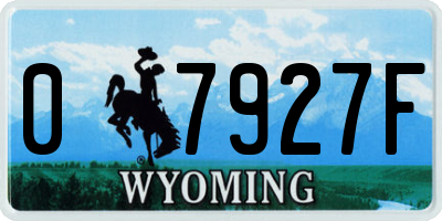 WY license plate 07927F