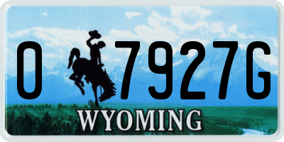 WY license plate 07927G