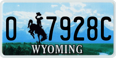 WY license plate 07928C