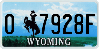 WY license plate 07928F