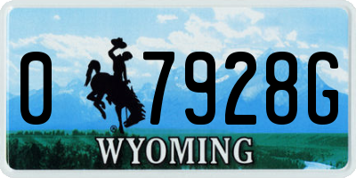 WY license plate 07928G