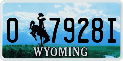 WY license plate 07928I
