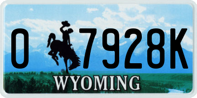 WY license plate 07928K